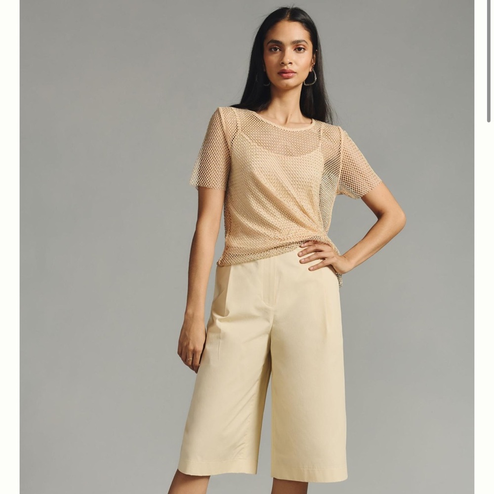 NWT Sunday in Brooklyn Rhinestone Mesh Top